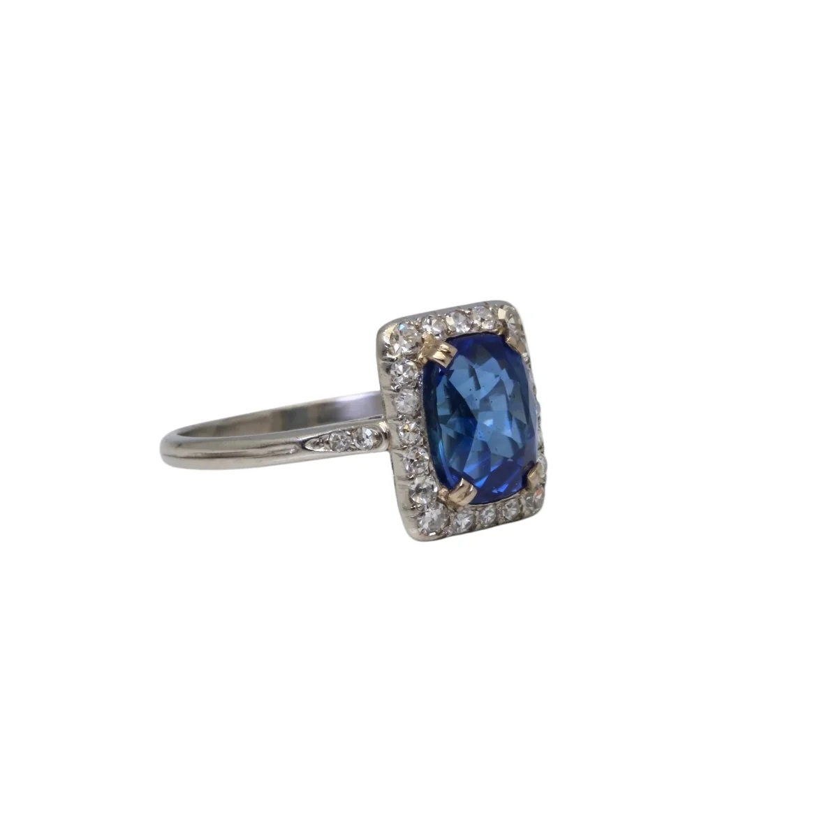 Entourage ring in white gold, platinum, sapphire and diamonds - Image 5