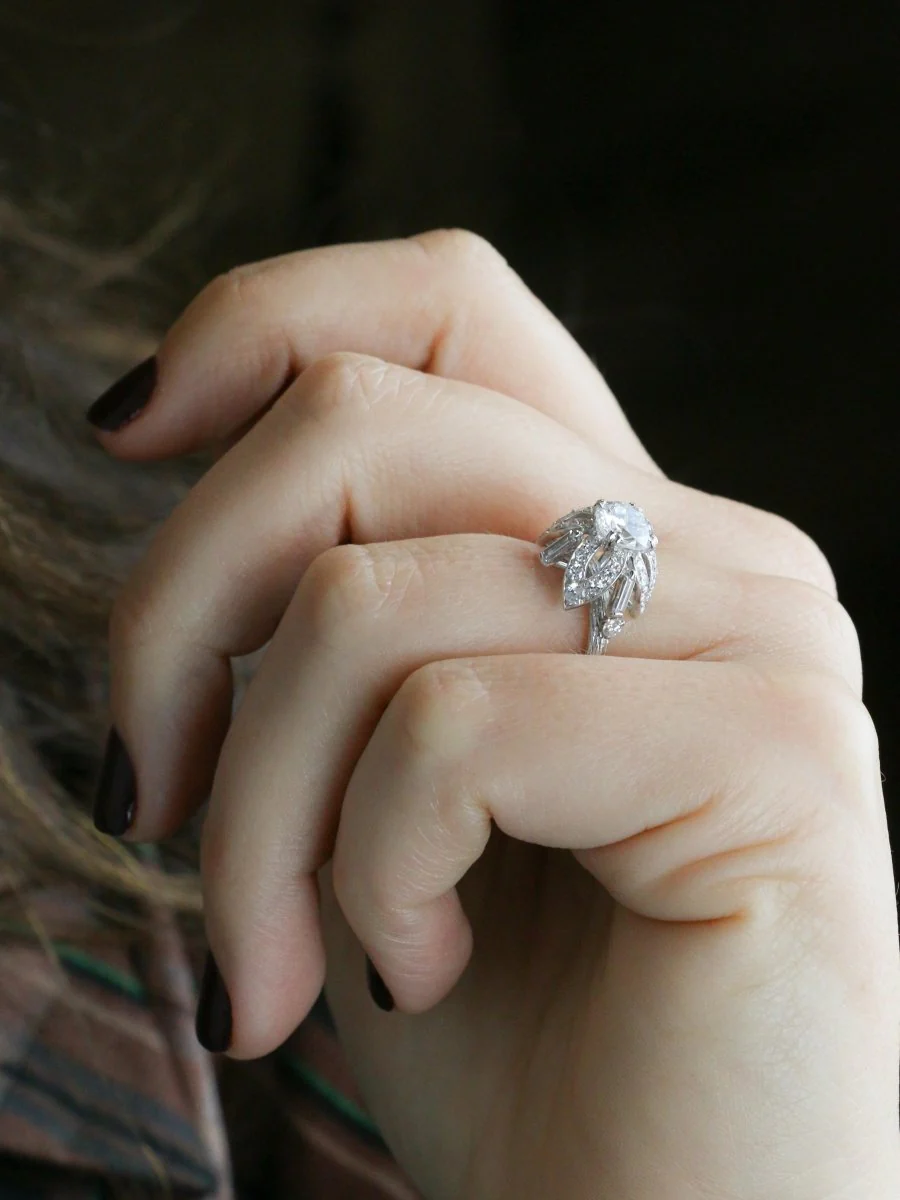 Ring Solitaire STERLE PARIS in paltinium and diamond - Image 2