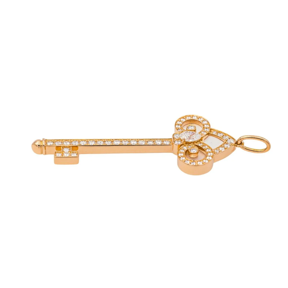 TIFFANY &amp; CO "Fleur-de-Lys Key" pendant in rose gold, mother-of-pearl and diamonds - Image 4