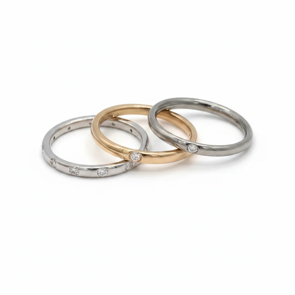 Three Lucciole Rings in White gold, Titanium and Diamonds - Image 3