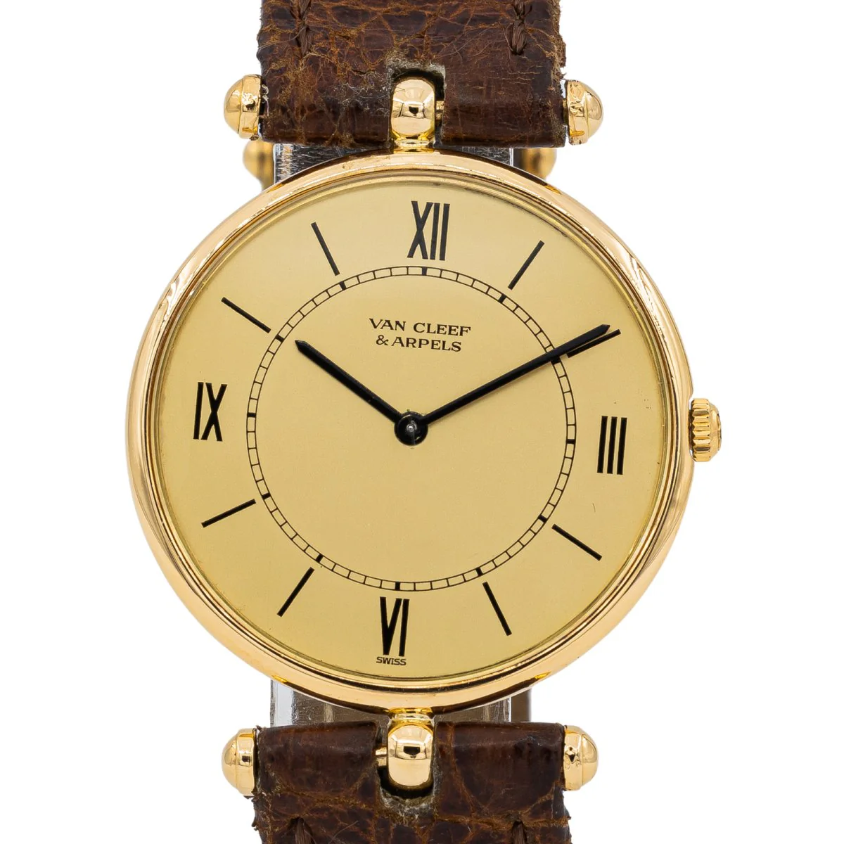 VAN CLEEF &amp; ARPELS Automatic Watch in Yellow Gold and Leather - Image 5